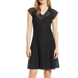 Rosemunde Black V-neck Lace Flare Dress Size 6